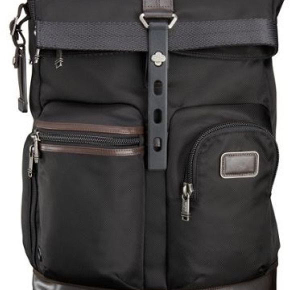 Tumi Alpha Bravo Luke Roll-Top Backpack in Hickory Black Brown Ballistic Nylon - Picture 9 of 10